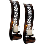Shelving Solution Wall Sconce 14.4 x 3.5 Inch, with Tea Light Candle Holder Antique Bronze Style Metal Wall Art Decorations for Living Room, Bathroom, Dining Room and Office, Set of 2 - style: Style A
