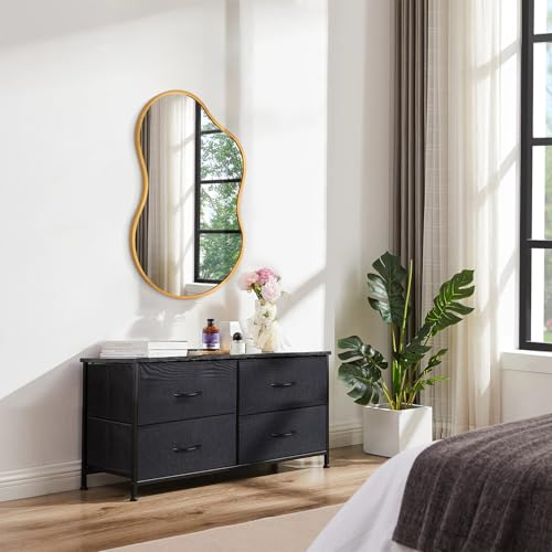 Irregcular Wall Mirror 26"x16" Gold Asymmetrical Bathroom Mirror Metal Framed Modern Decorative Vanity Mirrors for Bedroom Living Room Entryway - color: Gold-irregular 8(26"x16")