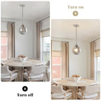 KCO Lighting 7.1” Smoked Glass Pendant Light Single Pendant Light Brushed Nickel Dining Room Light Fixtures Globe Hanging Light Fixture - color: Silver+Smoke Grey