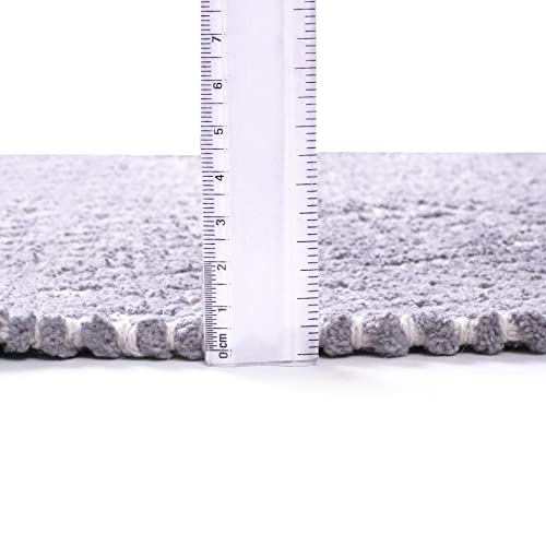 Ramanta Home 100% Cotton Diamond Handwoven Reversible Rug 24x60 Inch– Grey| Soft Washable Area Rug for Bathroom, Kitchen, Bedroom, Entryway | Durable Lightweight Handmade Accent Floor Mat | Boho Decor - color: Lt-grey, size: 24 x 60 inches