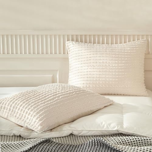 WARMDERN Beige Pillow Covers King Pillow Cases Soft Microfiber Pillow Cases Set of 6 Boho Textured Pillowcase with Envelope Closure(Beige, King, 6 Pack) - color: Beige, size: 20" x 36" (Pack of 6)