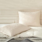 WARMDERN Beige Pillow Covers King Pillow Cases Soft Microfiber Pillow Cases Set of 6 Boho Textured Pillowcase with Envelope Closure(Beige, King, 6 Pack) - color: Beige, size: 20" x 36" (Pack of 6)