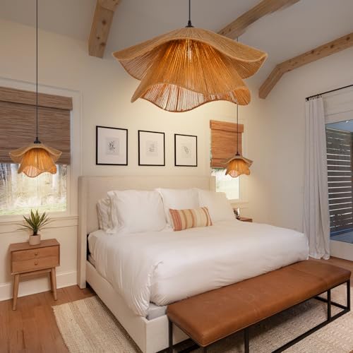 Arturesthome Pendant Light for Foyer Hallway Woven Pendant Lighting,Coastal Rope Lamp Shade Creative Ceiling Hanging Light for Dining Table Room - size: 23.6"*11"