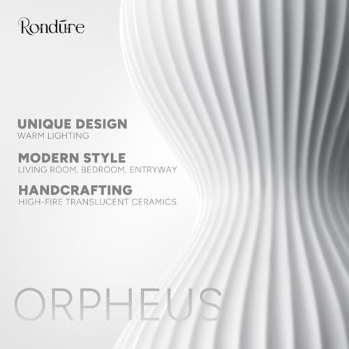 RONDURE 15.8" Modern Ceramic Table Lamp, Fully Dimmable Bedside Lamp for Bedroom Living Room Nightstand, White Translucent Ceramic Shade, Warm Ambient Decorative Corded Lighting, Bulb Included - style: Orpheus
