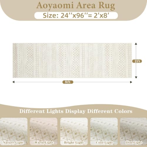 Runner Rug 2x8 Boho Geometric Area Rugs: Washable Kitchen Rug, Soft Non Slip Moroccan Long Hallway Rugs for Bedroom Bathroom Laundry Entryway Staircase Foyer(Beige,2X8) - color: Beige, size: 2' X 8' (Rectangular)