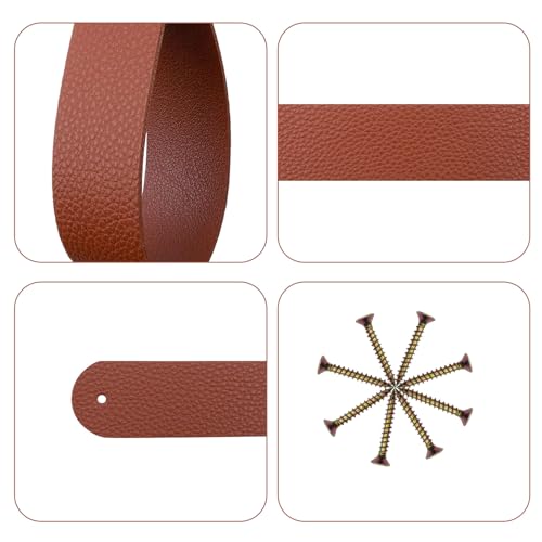 Curtain Rod Holders,Set of 8 Leather Curtain Rod Brackets with Screws,PU Curtain Rod Hangers Stylish Brown Leather Straps Hooks for Wall Pole Macrame Boho Art Décor, CH-005 - color: Brown