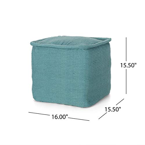 Foamma Pouf Ottoman Teal, 16"x16"x16" - Square Ottoman Foot Rest for Living Room and Bedroom, Pouf Footstool with Handcrafted Cotton, Foot Rest for Couch, Boho Furniture for Home - color: Teal