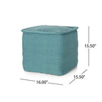 Foamma Pouf Ottoman Teal, 16"x16"x16" - Square Ottoman Foot Rest for Living Room and Bedroom, Pouf Footstool with Handcrafted Cotton, Foot Rest for Couch, Boho Furniture for Home - color: Teal