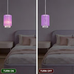 LaLuLa Purple Plug-in Hanging Lamp- Easy Install Crystal Pendant Light for Girls Bedroom, Nursery, Playhouse, Vanity, Closet, Bathroom - color: Purple, size: 5.9"