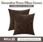 MIULEE Pack of 2 Dark Brown Throw Pillow Covers 16x16 Inch Soft Chenille Pillow Covers for Sofa Living Room Couch Solid Dyed Cases - color: Dark Brown, size: 16" x 16" (Pack of 2)