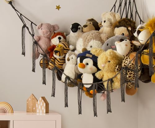 mirolam Stuffed Animals Hammock Net Corner-Hanging Stuff Animal Toy Storage Organizer for Plush Plushie Room Bedroom Nursery Decor Toy Storage Organization - color: Grey, size: Standard(41.5"L x 55.2"W x 41.5"H)