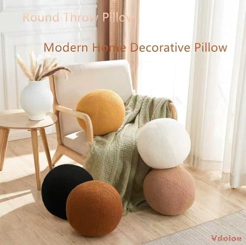 Black Ball Pillow 11.8 Inches Round Black Throw Pillow Simple Modern Ball Shaped Throw Pillow，Nordic Style Cushion Decorative Pillow for Couch,Sofa,Bedroom - color: Black Ball