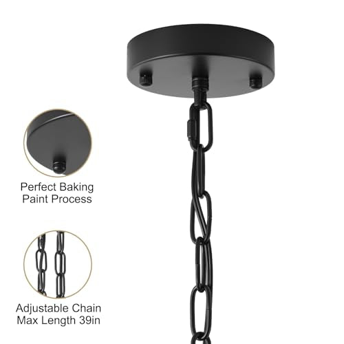 20" Boho Rattan Chandelier for Dining Room,5-Light Hand-Woven Natural Rattan Ceiling Light Fixture with Adjustable Chain,E12 Sockets Dimmable Pendant Light for Kitchen Living Room Hotel(Black) - color: Black 5-Light 20" Round