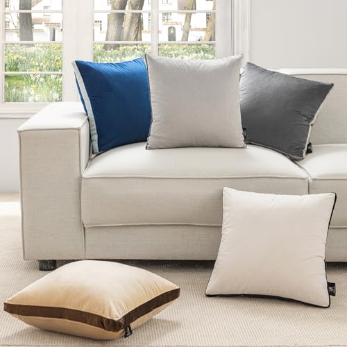 Phantoscope Pack of 2 Velvet Throw Pillow Covers, Decorative Soft Velvet Pillows Accent Double-Sided Gusseted Design, Square Cushion Case for Couch Sofa Bed, Navy Blue, 18 x 18 inches 45 x 45 cm - color: Navy