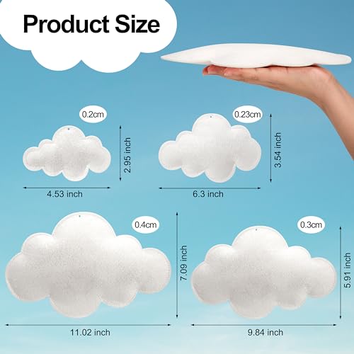Ayfjovs 16PCS Cloud Hanging Decoration - 3D Felt Clouds for Nursery, Stage Props and Classroom Decor - style: Puffy Style-16pcs
