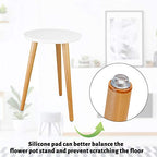 Uneedem Wood Mid Century Plant Stand for Indoor Plants, Modern Table, Tall Holder for Flower Pots, Small Round Side/End Table(A2 White, High: 16.5")