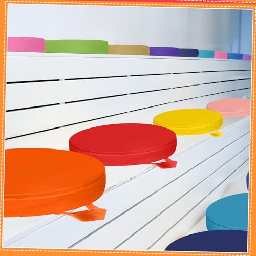 Timgle 25 Pcs Floor Cushions for Classroom 15 Inch Flexible Seating Bulk with Handles 1.6 Inch Thick Foam Floor Pillows Portable Seating for Home School Kindergarten Daycare Nursery Playroom(Round) - style: Round