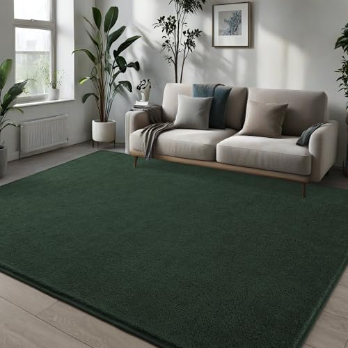 Pettop 4x6 ft Dark Green Area Rugs for Bedroom Living Room, Washable Memory Foam Indoor Carpet, Modern Aesthetic Minimalist Non Slip Soft Comfy Carpet for Boys Girls Dorm Home Decor - color: Dark Green, size: 4' X 6' (Rectangular)