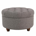 HomePop 25" Button Tufted Round Storage Ottoman - Dark Gray - color: Dark Gray