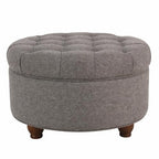 HomePop 25" Button Tufted Round Storage Ottoman - Dark Gray - color: Dark Gray
