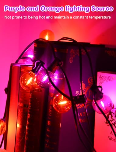 SUNSGNE G40 LED Halloween String Lights Outdoor 50FT Halloween Globe Lights with 27 LED Shatterproof Clear Orange Purple Bulbs(2 Spare) for Patio Balcony Backyard Pergola Decor - color: Orange Purple, size: 50FT