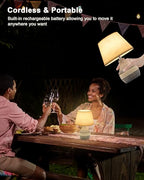 UMEXUS 10” Small Ceramic Cordless Table Lamp with Timer, Dimmer, Linen Shade, Remote Control, Rechargeable Battery Light for Patio Nightstand Kitchen Counter Living Room Side Table, Bulb Included - size: 10"H Mini - Rope accent design