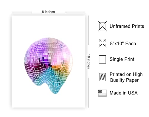 Poster Master Melting Ball Print - Retro Rainbow Disco Poster - Trendy & Preppy Art - Modern Wall Design - Chic Boho Art - Great Dorm or Nightclub Wall Decor - 8x10 UNFRAMED Wall Art - color: Style-04, size: 8"L x 10"W