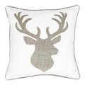 Animal Cotton Throw Pillow Covers Deer Head Embroidered 18x18 Inches for Couch Cushions Covers (White) … - color: Deer Head-white