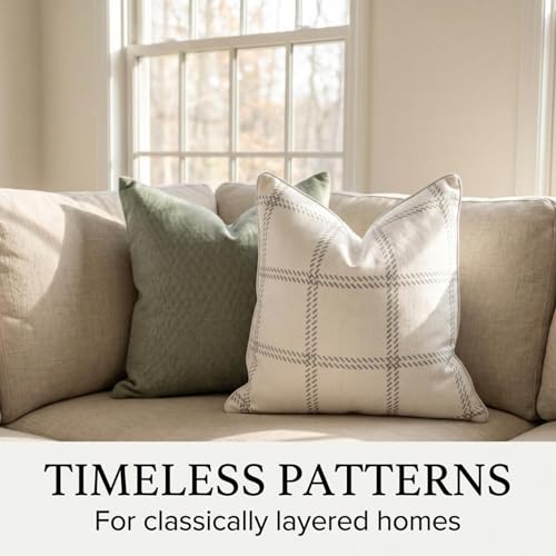 Jillien Harbor The Elliot Patterned Throw Pillow Cover – Checkered Pillow Print Polycotton Designer Accent for Farmhouse Decor, Decorative Pillow Cover, Fits 20 Inch Insert, 18 x 18 Inches, Brown - color: The Elliot, size: 18" x 18" (Pack of 1)