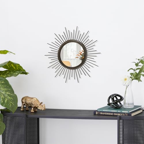 Sunburst Spoked Mirrors for Wall Boho Home Round Wall Art Mirror Classic Metal Modern Hanging Mirror Living Room Hallway Bathroom Bedroom Office Vanity Entryway - color: Sunburst-brass, size: 12"L x 12"W