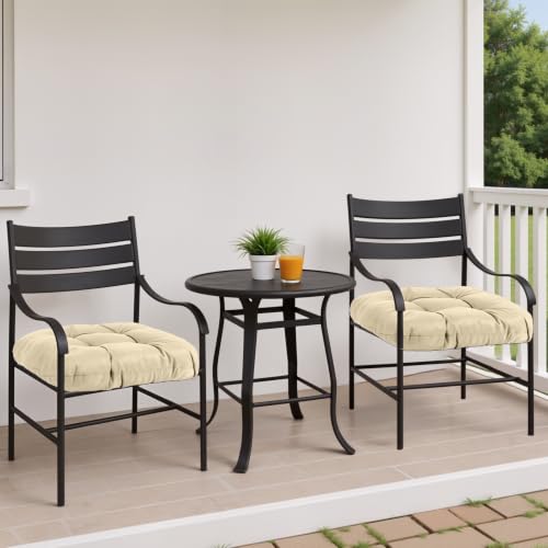 MTMR Outdoor Chair Cushions Set of 2, 19x19 Waterproof Wicker Seat Cushions for Patio Furniture, Thick Tufted Outdoor Replacement Furniture Pad for Porch Lawn Wicker Desk Dining Rocking Chair, Cream - color: Cream