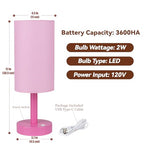 LALISU Small Table Lamp Nightstand Lamp Linen Lampshade Bedroom Wood Base Small Bedside Lamp for Night Stands, Desk Lamps for Reading Living Room, Office (LED Bulb Included) (Pink) - color: Pink