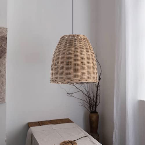 Farmhouse Pendant Lighting 11.81” Rattan Woven Rustic Ceiling Wicker Pendant Lighting Fixture for Kitchen Island Dining Room Bedroom Foyer - color: Woven Pendant Light