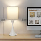Modern Table Lamps, 3 Way Touch Control Table Lamp, Dimmable Desk Lamp, White Nightstand Lamp with Fabric Shade, Small Bedside Lamp for Living Room, Dorm,Home Office, LED Bulb Included - color: White Base with White Shade