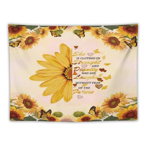 Sunflower Tapestry,Yellow Floral and Butterfly Tapestry for Bedroom,Nature Landscape Tapestry Wall Hanging for Living Room Dorm Home Decor,40"x30" - color: Sunflower-10, size: W40xL30in