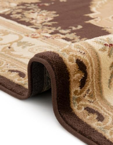 Unique Loom Versailles Collection Area Rug - Henry (2' x 6' 1" Runner Brown/Cream) - color: Brown/Cream, size: 2'2" x 6'1" (Runner)