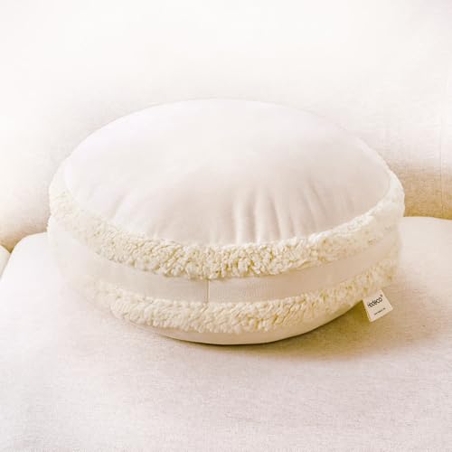 Round Throw Pillow 16x16 Macaron Shape No Zipper Design Down-Like Polyester Filling Super Soft Feather-Like Touching Floor Pillow 40x40cm Home Décor Circle Cushion for Couch, Khaki, 1 Piece - color: Khaki, size: 16"D x 16"W x 6.5"H