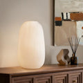 RONDURE 9.5" Modern Ceramic Table Lamp, Fully Dimmable Bedside Lamp for Bedroom Living Room Nightstand, White Translucent Ceramic Shade, Warm Ambient Decorative Corded Lighting, Bulb Included - style: Terra