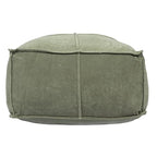 Creative Co-Op Square Cotton Velvet Pouf with Piped Detail, Sage Green - color: Wing Teal