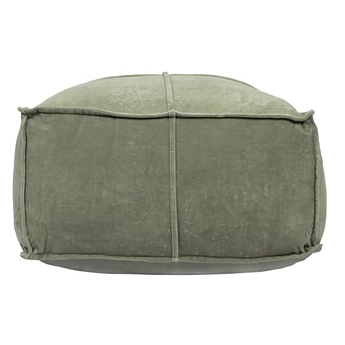Creative Co-Op Square Cotton Velvet Pouf with Piped Detail, Sage Green - color: Wing Teal