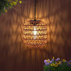 Livinlarge Solar Pendant Light Outdoor,Chandelier Hanging Lantern with Edison Bulb,Boho Solar Powered Lamps IP44 Waterproof for Gazebo Tree Porch Yard Porch Patio Garden Backyard Decorative - style: Solar Pendant Light