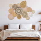 15 Pcs Boho Wall Basket Decor Woven Rattan Seagrass Wall Decor Hanging Rustic Farmhouse Round Handmade Wicker Decoration, Western Art for Living Room Kitchen Bedroom Home Nursery