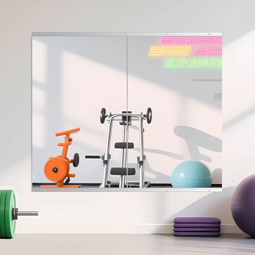 Ruomeng Home Gym Mirror, 48''x28''x2PCS Full Length, Large Frameless Body Mirror Tempered Glass for Gym, Workout, Yoga, Garage, Dance Studio - size: 48"x28"-2pcs