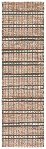 SAFAVIEH Natural Fiber Collection Runner Rug - 2'3" x 8', Olive & Natural, Handmade Boho Stripe Farmhouse Rustic Jute & Cotton Jute, Ideal for High Traffic Areas in Living Room, Bedroom (NFB656X) - color: Olive/Natural, size: 2'3" x 8' (Runner)