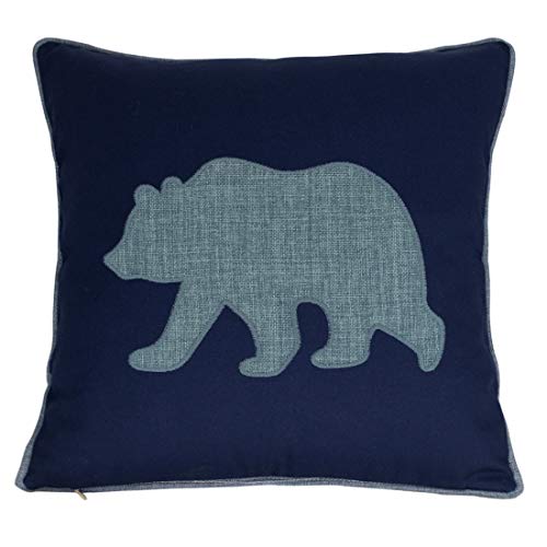 Navy Cotton Pillow Case Decorative Bear Pillow Cover for Sofa Cushions Covers 18x18 Inches (Navy) … - color: Bear-navy