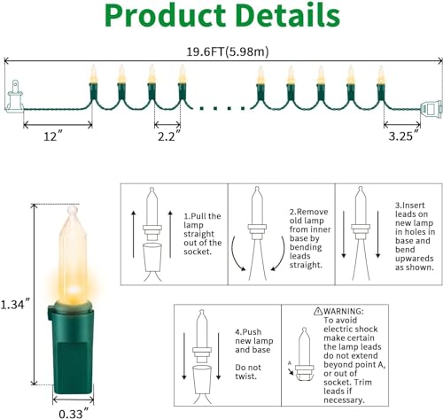 LAMPHOME 100 Count Clear Christmas Lights - 20 ft Ultra Bright White String Lights with Green Wire for Indoor and Outdoor Use, Christmas Trees, Holidays Party Patio Wedding and Garden - color: Clear
