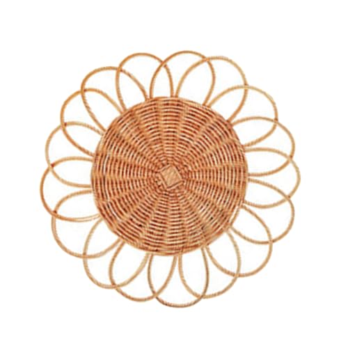 LEIQI Handwoven Rattan Round Flat Wall Basket Nordic Styles Artisanal Weave Hanging Wall Decors for Living Room - size: D