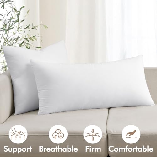 MIULEE 14x36 Inch Premium Lumbar Throw Pillow for Bed Sofa Couch Virgin Microfiber with 100% Cotton Cover Decorative Throw Pillow Insert Stuffer Form - size: 14x36 Inch (Pack of 1)