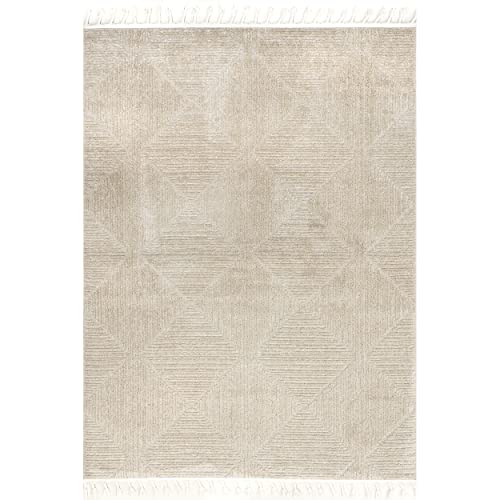 Nuloom Kerry Beige, 6'7" x 9', Geometric, Soft and Cozy, High Traffic, Stain Resistant, Easy Clean, Durable Area Rug for Bedroom, Living Room, Dining Space, Den, Foyer, Entryway - color: Kerry Beige, size: 6'7" x 9' (Rectangular)