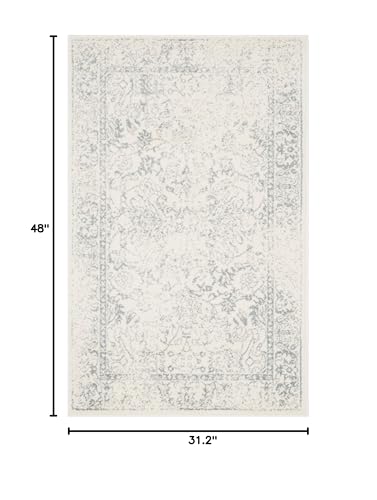 SAFAVIEH Adirondack Collection Accent Rug - 2'6" x 4', Ivory & Slate, Distressed Vintage Floral Design, Non-Shedding & Easy to Clean, Ideal for Front Door, Kitchen, Entryway, Foyer (ADR109S) - color: Ivory/Slate, size: 2'6" x 4' (Rectangular)